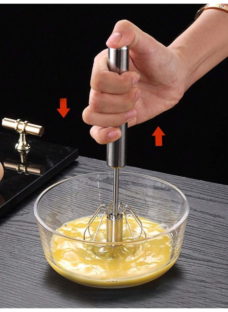 Manual Push Egg Beater – Stainless Steel Hand Press Whisk – Semi-Automatic Mixer for Eggs, Cream & Batter - Image 2